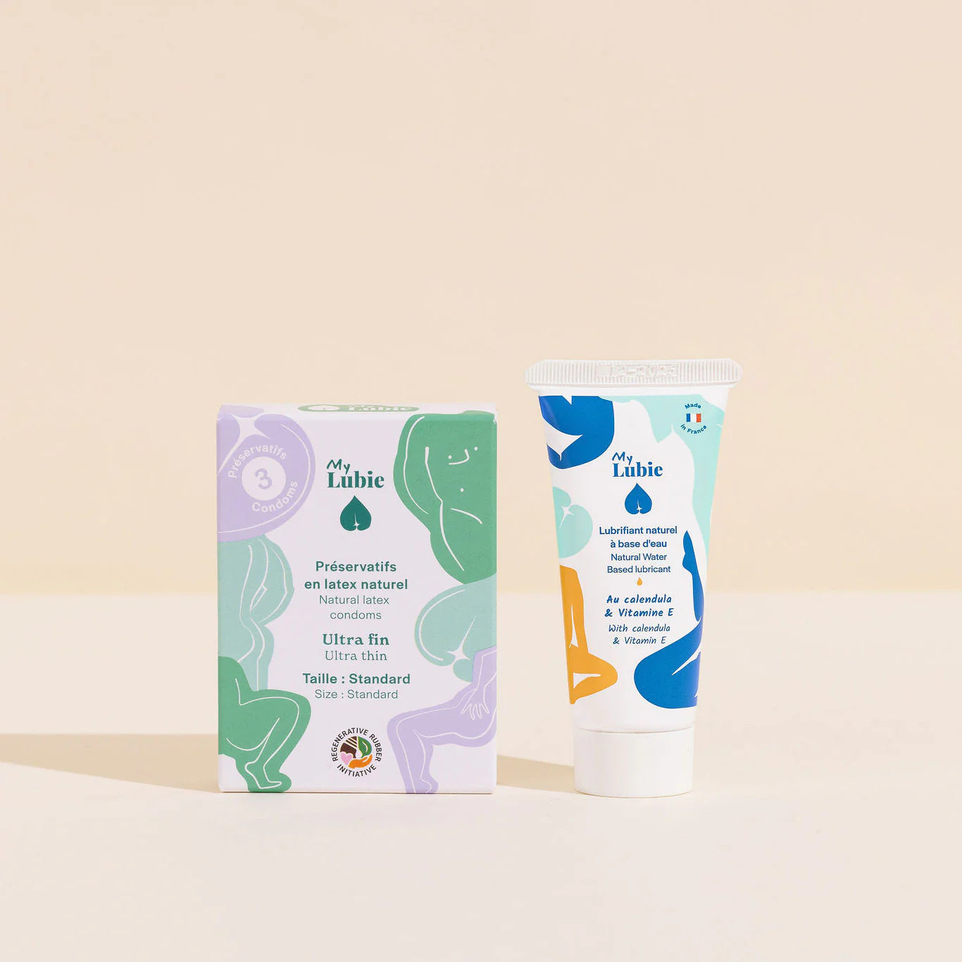 Rendez-vous kit: 3 fair, vegan and natural condoms + a natural 20ml water lubricant